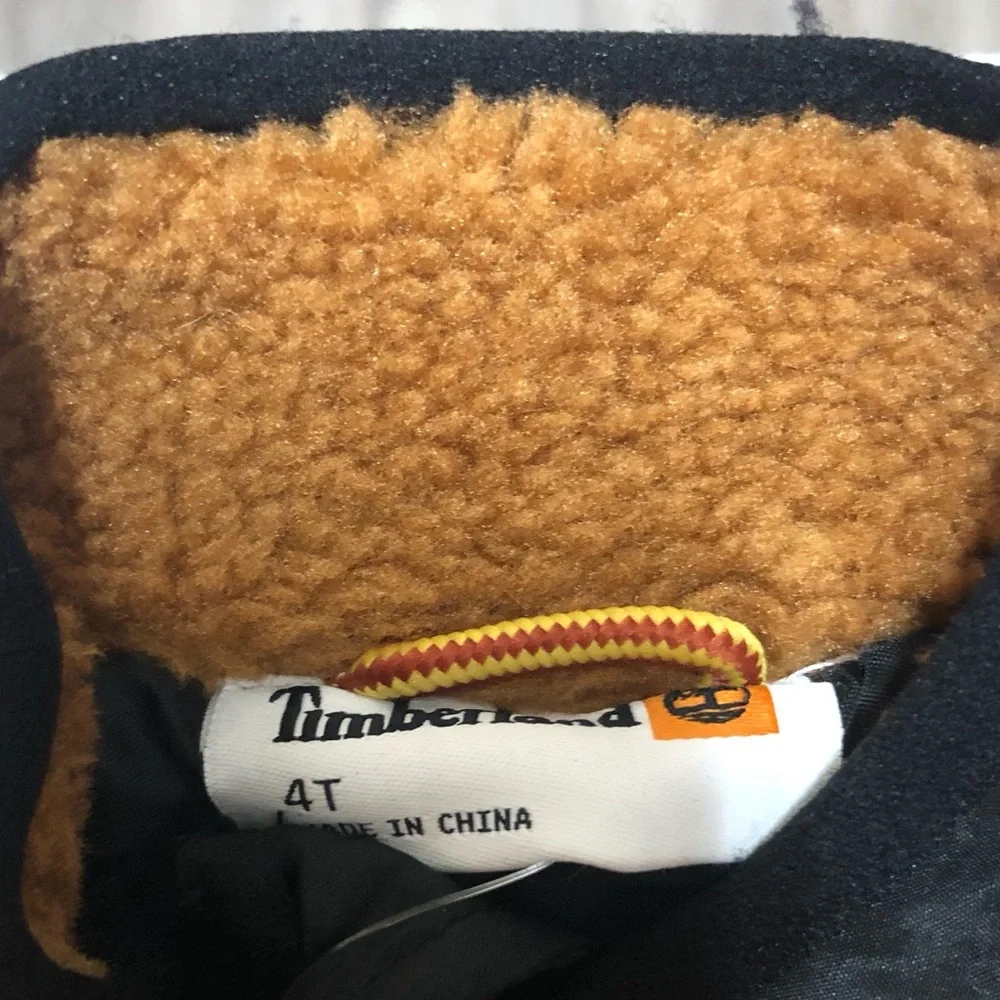 Timberland N.W.T. Size 4 Toddler Kids' Black‎ and Gold,Orange,Brown,Fleece Vest.